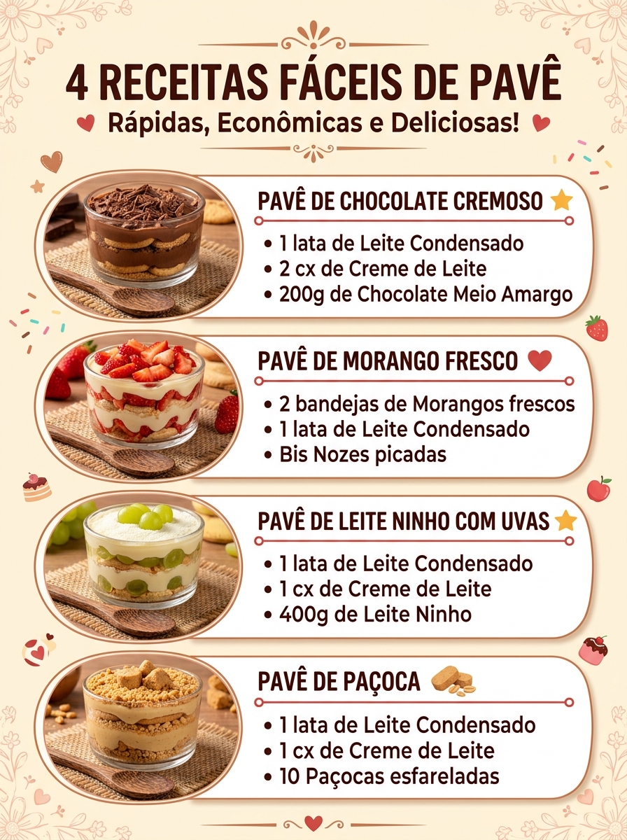 4 Receitas Fáceis de Pavê Caseiro para Salvar a Sua Sobremesa de Domingo